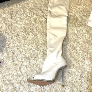 white over-the-knee boots size 37